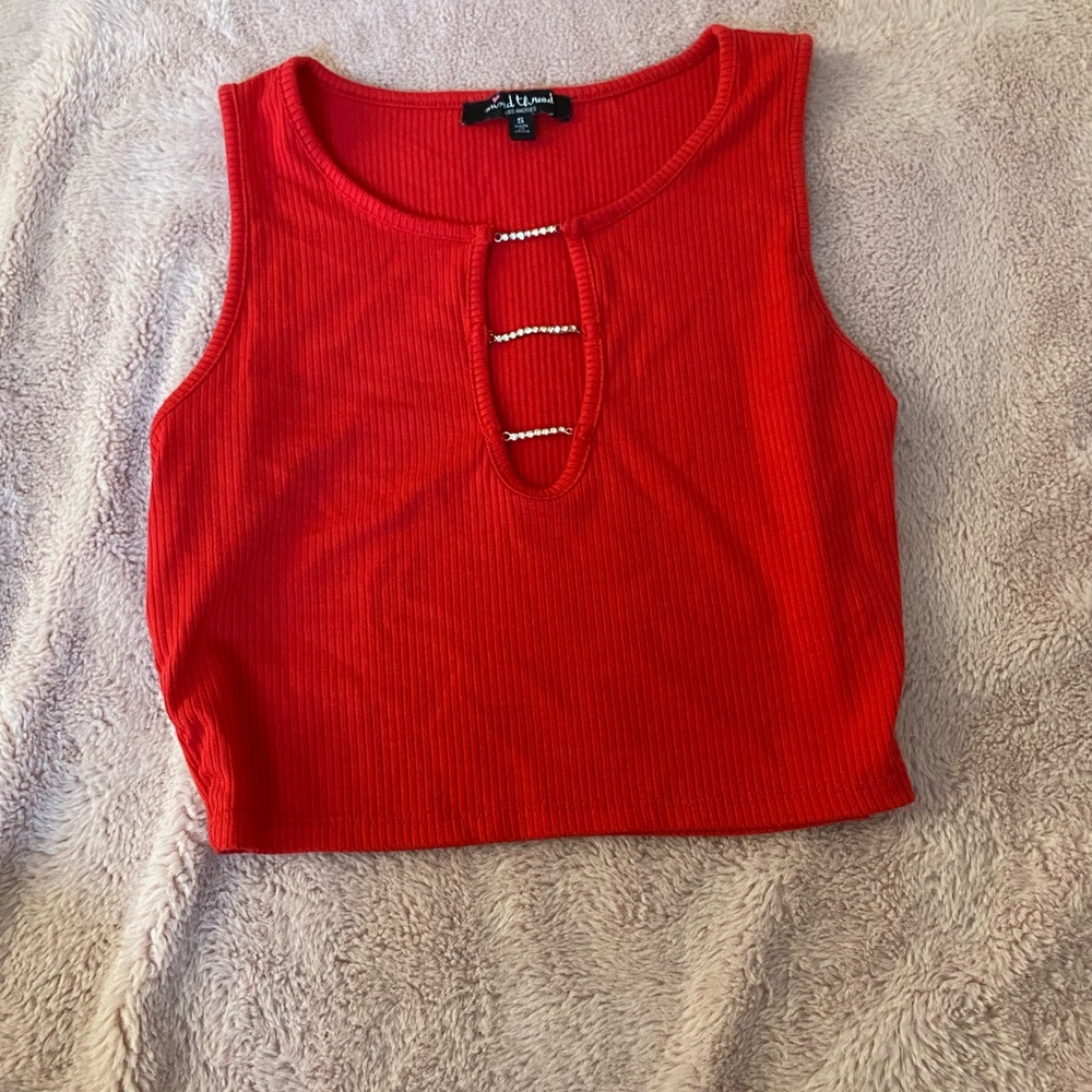 Red cropped top tank top